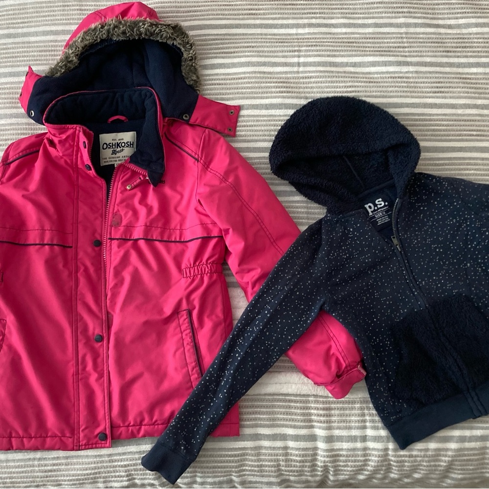 Winter coat and zippered hoody